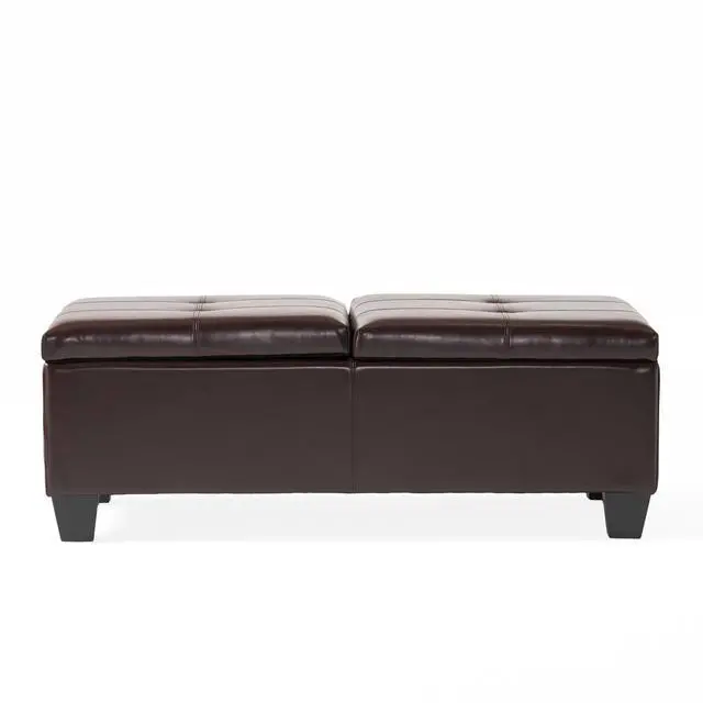 Alt view image 5 of 7 - Upholstered PU Leather Storage Ottoman - DBL TOP (old sku N757P254559B)