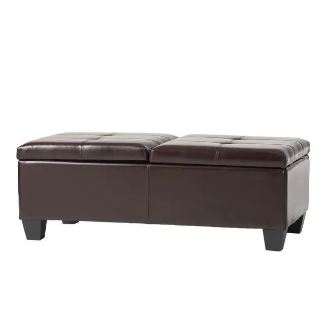 Alt view image 6 of 7 - Upholstered PU Leather Storage Ottoman - DBL TOP (old sku N757P254559B)