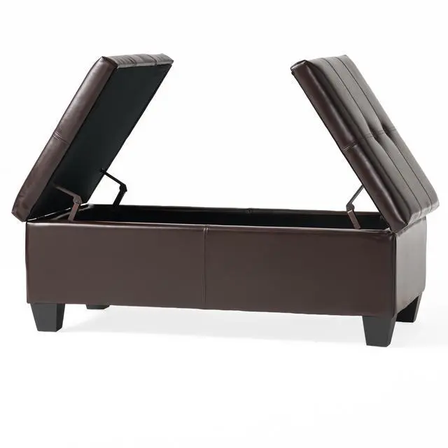 Alt view image 7 of 7 - Upholstered PU Leather Storage Ottoman - DBL TOP (old sku N757P254559B)