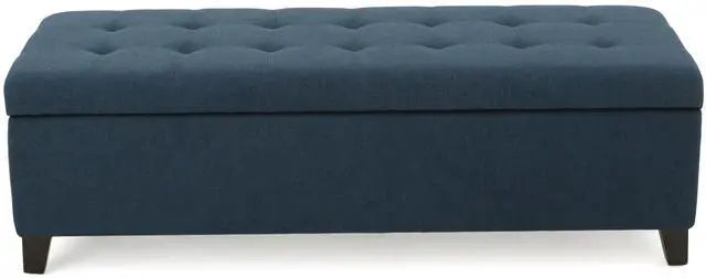 Main image of Upholstered Storage Ottoman Bench, Entryway Bench, End of Bed Bench, Ottoman Foot Rest for Bedroom, Navy Blue, 300lbs