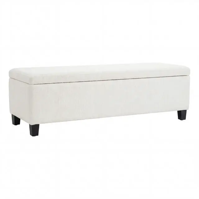 Alt view image 6 of 7 - Indoor Textured Boucle White Storage Ottoman Bench - 50.98''L Upholstered Entryway Bench with Hidden Storage, 300lbs Weight Capacity for Living Room, Bedroom & Hallway