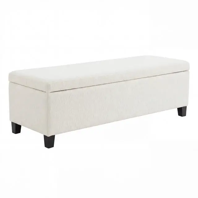Alt view image 7 of 7 - Indoor Textured Boucle White Storage Ottoman Bench - 50.98''L Upholstered Entryway Bench with Hidden Storage, 300lbs Weight Capacity for Living Room, Bedroom & Hallway