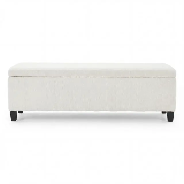 Main image of Indoor Textured Boucle White Storage Ottoman Bench - 50.98''L Upholstered Entryway Bench with Hidden Storage, 300lbs Weight Capacity for Living Room, Bedroom & Hallway
