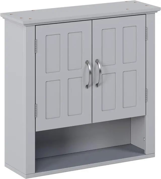 Main image of Bathroom Wall Storage Cabinet, Multi -functional Wall Mounted Cabinet with Adjustable Shelves, Medicine Cabinet for Laundry Room & Kitchen & Living Room, Gray