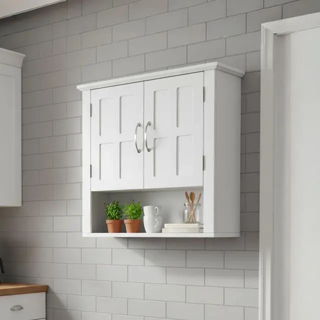 Alt view image 5 of 7 - Bathroom Wall Storage Cabinet, Multi -functional Wall Mounted Cabinet with Adjustable Shelves, Medicine Cabinet for Laundry Room & Kitchen & Living Room, White