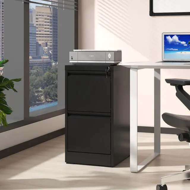 Alt view image 2 of 7 - 2 Drawer Metal Vertical File Cabinet with Lock Office Home Steel Vertical File Cabinet for A4 Legal/Letter Size