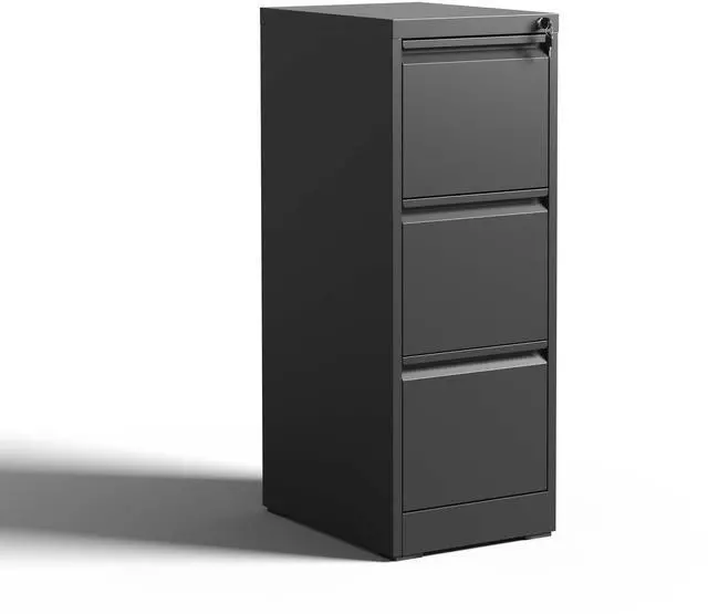 Main image of 3 Drawer Metal Vertical File Cabinet with Lock Office Home Steel Vertical File Cabinet for A4 Legal/Letter Size