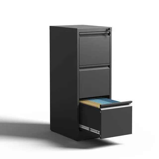 Alt view image 4 of 7 - 3 Drawer Metal Vertical File Cabinet with Lock Office Home Steel Vertical File Cabinet for A4 Legal/Letter Size
