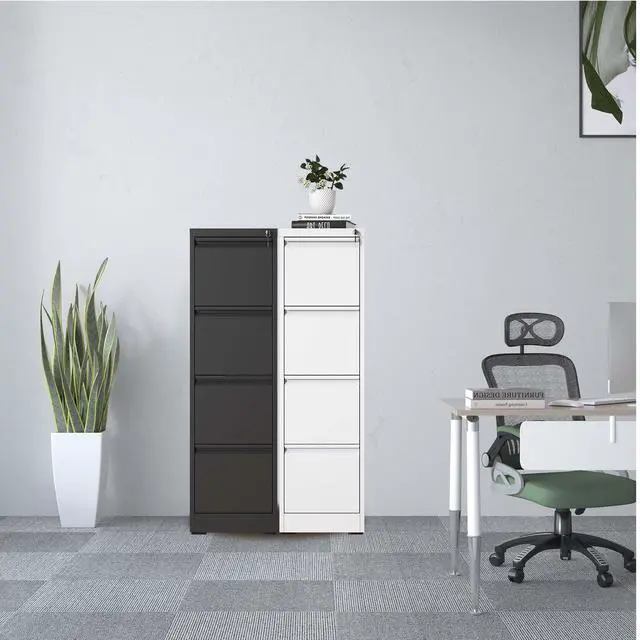 Alt view image 5 of 7 - 4 Drawer Metal Vertical File Cabinet with Lock Office Home Steel Vertical File Cabinet for A4 Legal/Letter Size
