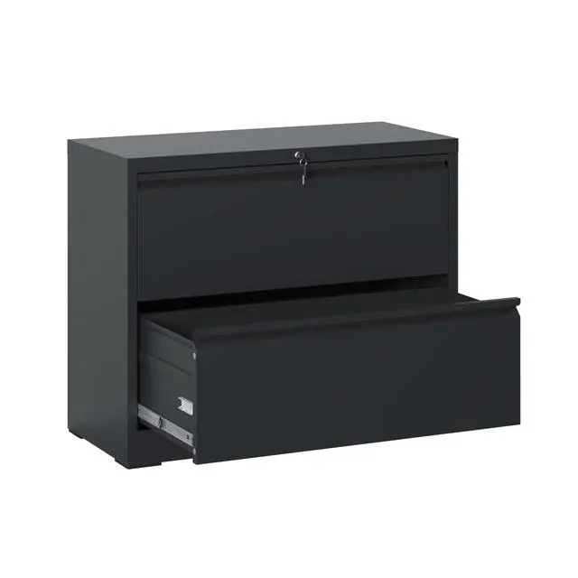 Main image of Lateral File Cabinet 2 Drawer, Black Filing Cabinet with Lock, Lockable File Cabinet for Home Office, Locking Metal File Cabinet for Legal/Letter/A4/F4 Size