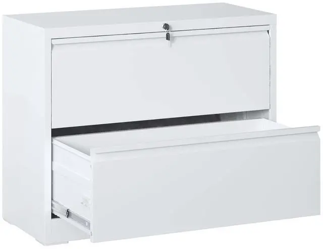 Main image of Lateral File Cabinet 2 Drawer, White Filing Cabinet with Lock, Lockable File Cabinet for Home Office, Locking Metal File Cabinet for Legal/Letter/A4/F4 Size