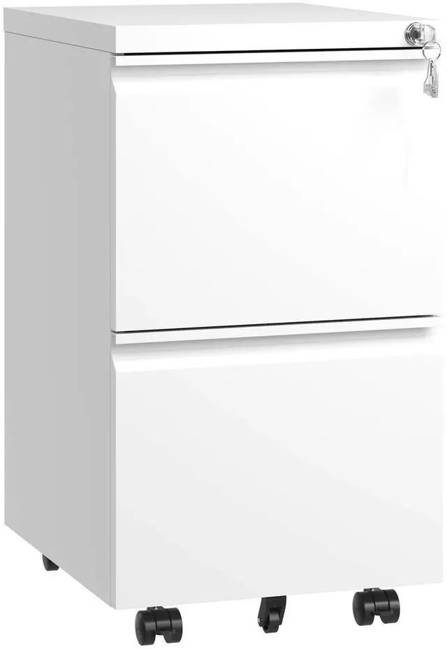 Main image of 2 Drawer Metal Mobile File Cabinet, Rolling File Cabinet with Lock for Hanging Legal/Letter/A4 Size,Fully Assembled Except Wheels