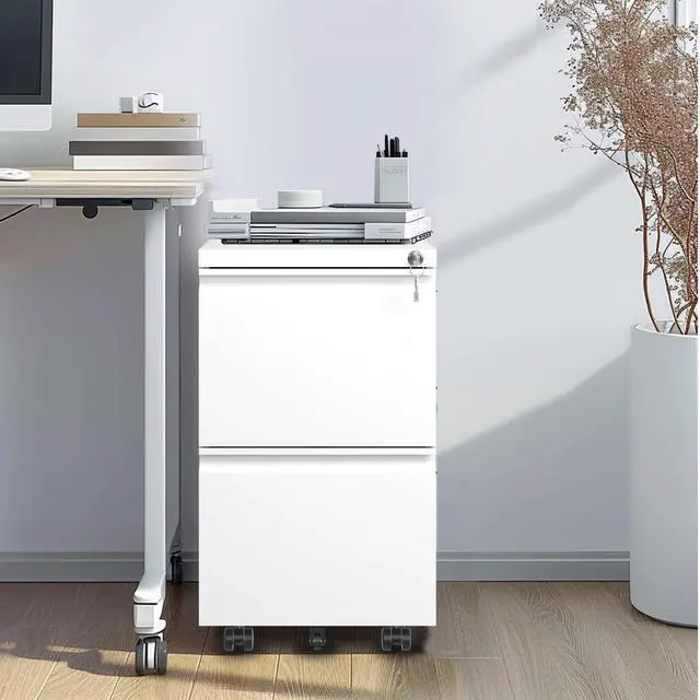 Alt view image 2 of 7 - 2 Drawer Metal Mobile File Cabinet, Rolling File Cabinet with Lock for Hanging Legal/Letter/A4 Size,Fully Assembled Except Wheels