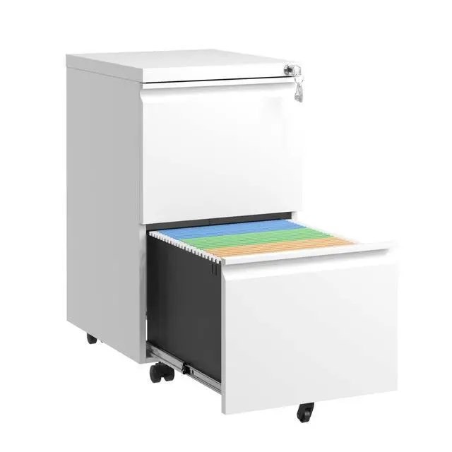 Alt view image 4 of 7 - 2 Drawer Metal Mobile File Cabinet, Rolling File Cabinet with Lock for Hanging Legal/Letter/A4 Size,Fully Assembled Except Wheels