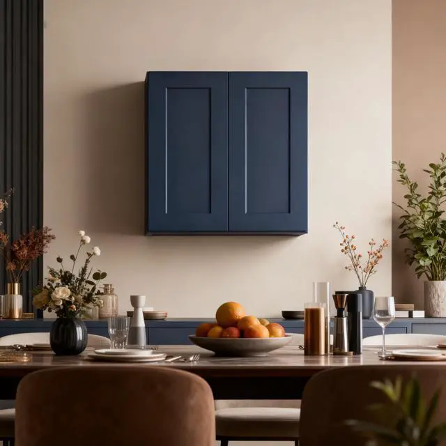 Alt view image 7 of 7 - Navy Blue Shaker 30" Solid Wood Wall Cabinet, Soft Close Hinges, Adjustable Shelves, Double Door for Kitchen,Bath,Laundry, 30Wx12Dx30H