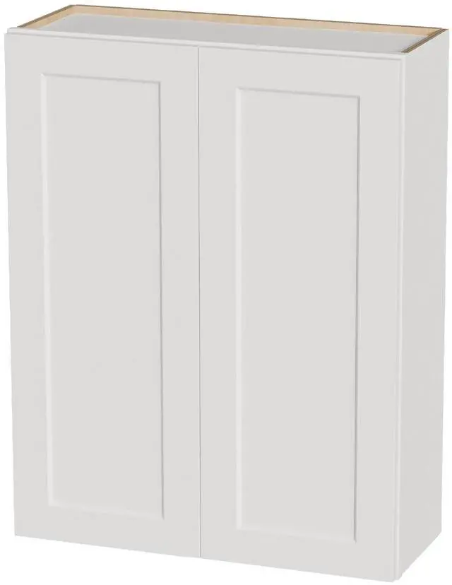 Main image of 33 Inch White Shaker Double Door Wall Cabinet Solid Wood with 2 adjustable shelves Ready to Assemble for Kitchen,Bathroom,Laundry and Garage Storage(33"W×12"D×42"H)