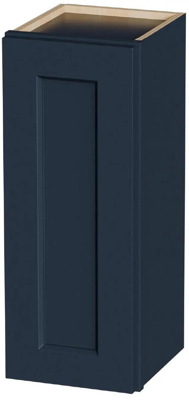 Main image of 12" Navy Blue Shaker Wall Cabinet Solid Wood with 2 Adjustable Shelves Ready-to-Assemble for Kitchen, Bathroom, Laundry, and Garage Storage (12"W×12"D×30"H)