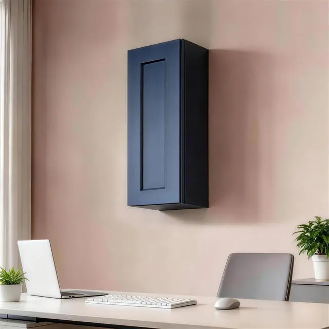 Alt view image 2 of 7 - 12" Navy Blue Shaker Wall Cabinet Solid Wood with 2 Adjustable Shelves Ready-to-Assemble for Kitchen, Bathroom, Laundry, and Garage Storage (12"W×12"D×30"H)
