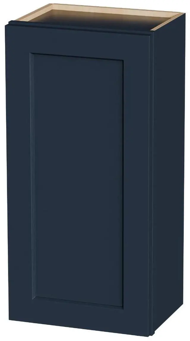 Main image of 18" Navy Blue Shaker Wall Cabinet Solid Wood with 2 Adjustable Shelves Ready-to-Assemble for Kitchen, Bathroom, Laundry, and Garage Storage (18"W×12"D×36"H)