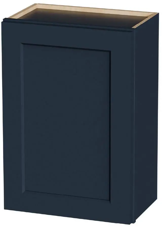 Main image of 21" Navy Blue Shaker Wall Cabinet Solid Wood with 2 Adjustable Shelves Ready-to-Assemble for Kitchen, Bathroom, Laundry, and Garage Storage (21"W×12"D×30"H)