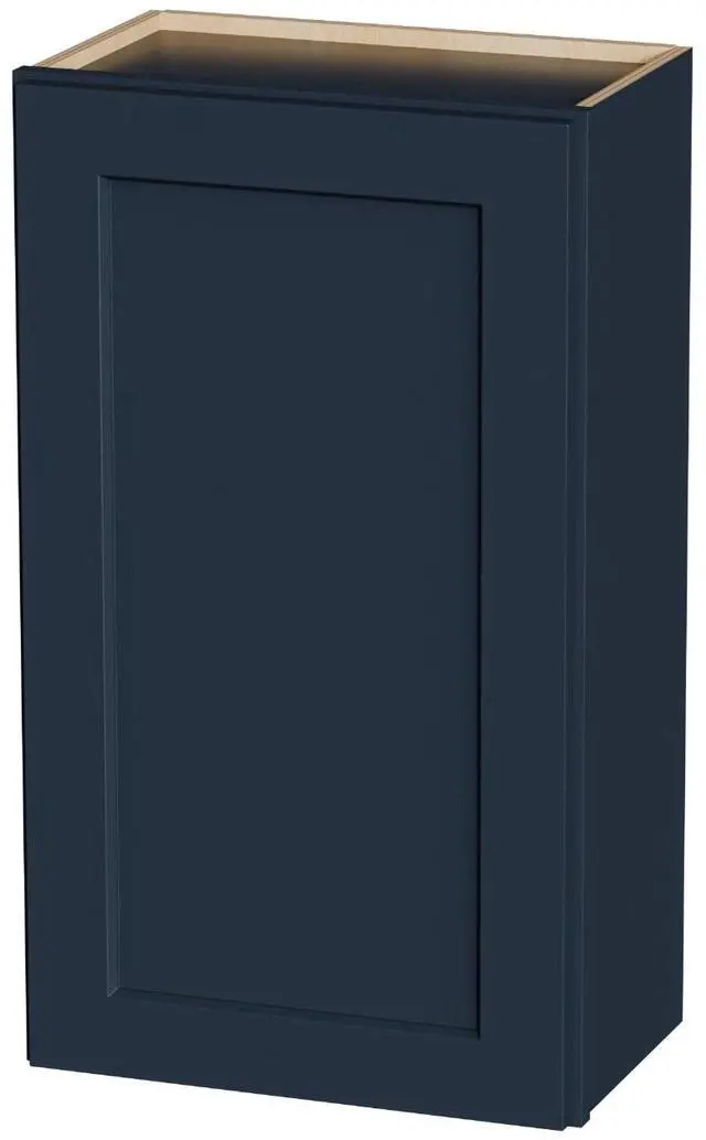 Main image of 21" Navy Blue Shaker Wall Cabinet Solid Wood with 2 Adjustable Shelves Ready-to-Assemble for Kitchen, Bathroom, Laundry, and Garage Storage (21"W×12"D×36"H)