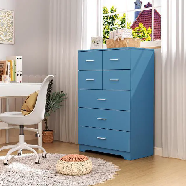 Alt view image 7 of 7 - Wooden 7-Drawer Storage Cabinet with Built-In Outlet Durable Organizer for Bedroom, Living Room, and Office