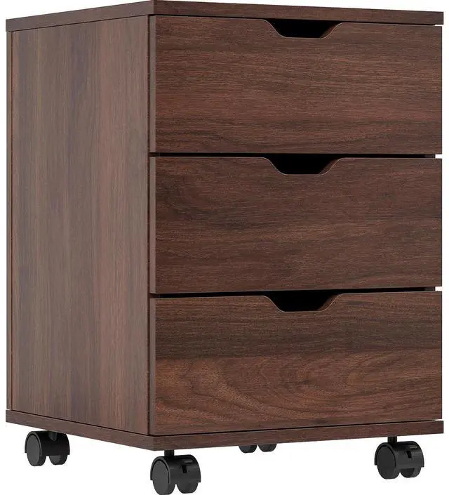 Main image of 3-Drawer Vertical Filing Cabinet Rolling Wood Mobile File Cabinets Under Desk for Home Office with Casters (Non-Assembled)
