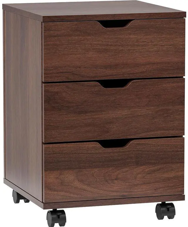 Main image of 3-Drawer Vertical Filing Cabinet Rolling Wood Mobile File Cabinets Under Desk for Home Office with Casters (Fully Assembled)