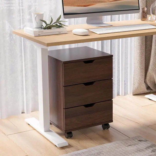 Alt view image 3 of 7 - 3-Drawer Vertical Filing Cabinet Rolling Wood Mobile File Cabinets Under Desk for Home Office with Casters (Fully Assembled)