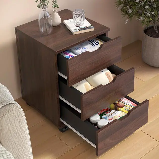 Alt view image 2 of 7 - 3-Drawer Vertical Filing Cabinet Rolling Wood Mobile File Cabinets Under Desk for Home Office with Casters (Fully Assembled)