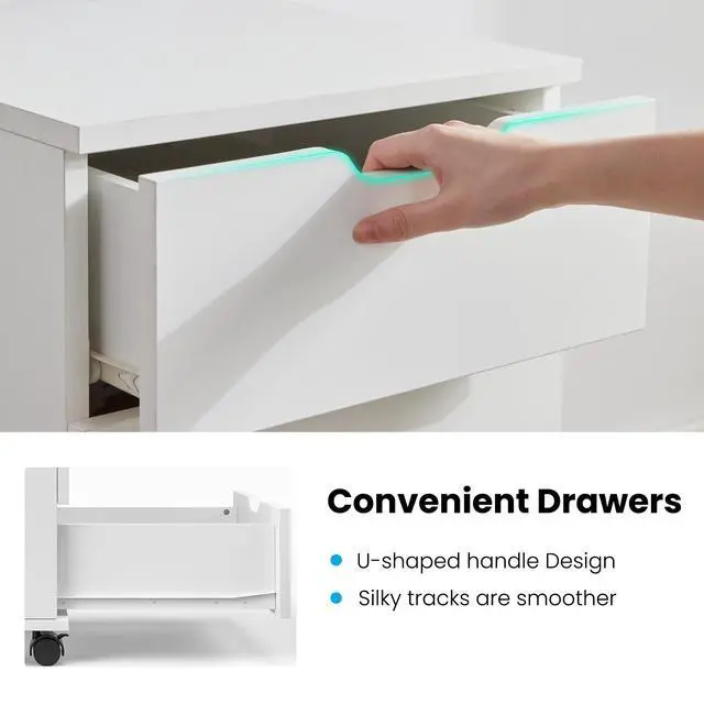 Alt view image 4 of 7 - 3-Drawer Vertical Filing Cabinet Rolling Wood Mobile File Cabinets Under Desk for Home Office with Casters (Fully Assembled)