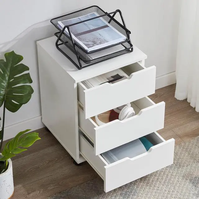 Alt view image 6 of 7 - 3-Drawer Vertical Filing Cabinet Rolling Wood Mobile File Cabinets Under Desk for Home Office with Casters (Fully Assembled)