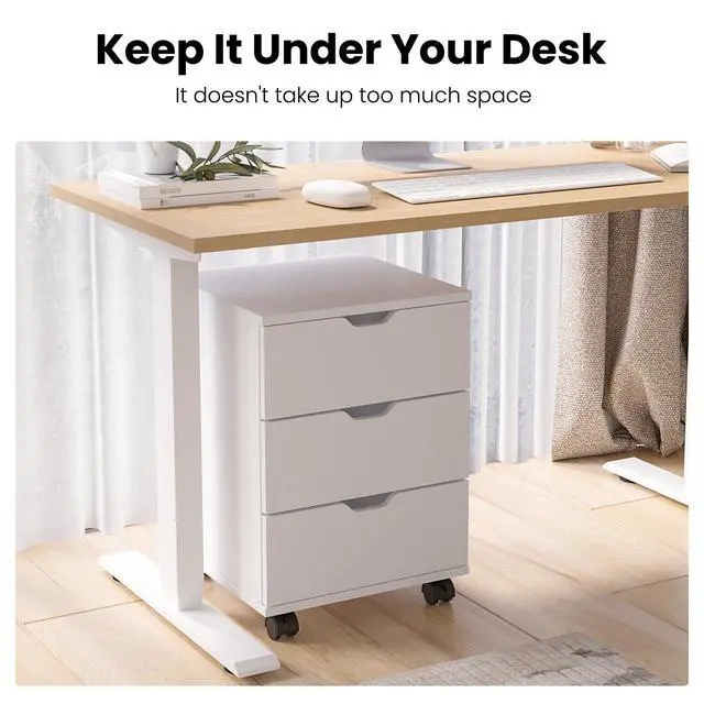 Alt view image 3 of 7 - 3-Drawer Vertical Filing Cabinet Rolling Wood Mobile File Cabinets Under Desk for Home Office with Casters (Fully Assembled)