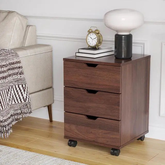 Alt view image 7 of 7 - 3-Drawer Vertical Filing Cabinet Rolling Wood Mobile File Cabinets Under Desk for Home Office with Casters (Fully Assembled)