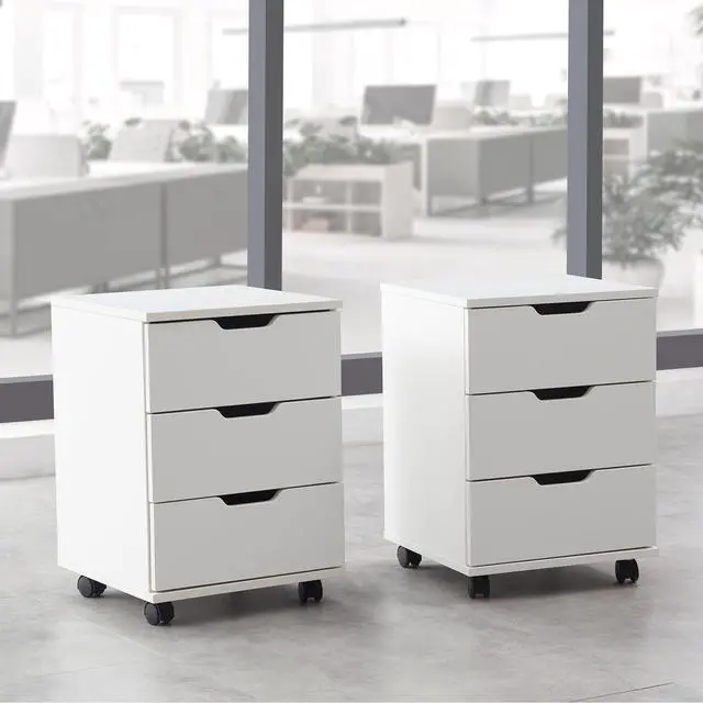 Alt view image 7 of 7 - 3-Drawer Vertical Filing Cabinet Rolling Wood Mobile File Cabinets Under Desk for Home Office with Casters (Fully Assembled)
