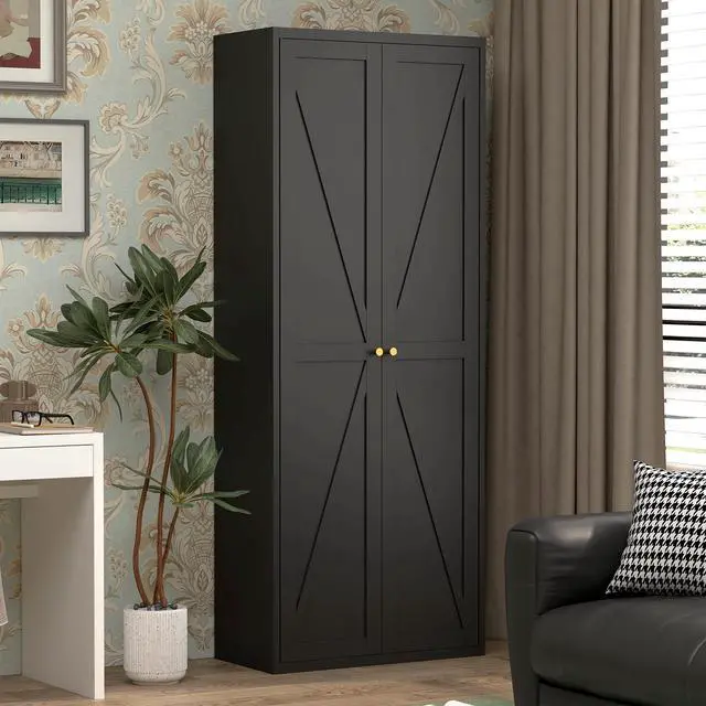 Alt view image 4 of 7 - 2 Doors Metal Storage Cabinet Kitchen Pantry Cabinet With Adjustable Shelves Tall Steel Cabinet Locker For Kitchen, Living Room, Dining Room And Office