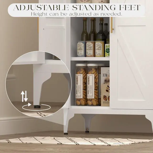 Alt view image 6 of 7 - Metal Adjustable 2 Doors Metal Storage Cabinet Kitchen Pantry Cabinet With Adjustable Shelves all Steel Cabinet Locker For Kitchen, Living Room, Dining Room And Office