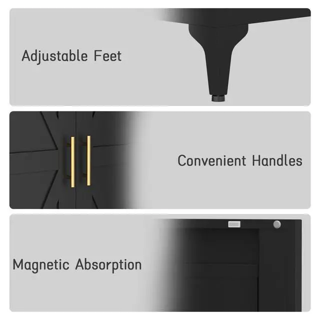 Alt view image 5 of 7 - Metal Adjustable 2 Doors Metal Storage Cabinet Kitchen Pantry Cabinet With Adjustable Shelves all Steel Cabinet Locker For Kitchen, Living Room, Dining Room And Office