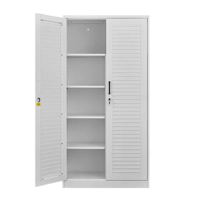 Alt view image 5 of 7 - Wide & Deep Metal Storage Cabinet with Hanging Rod,Black Broom Closet Storage Cabinet with Lock, Tall Wardrobe Cabinets with Doors and Shelves,Locking Steel Tool Cabinets for Home,Office,Garage