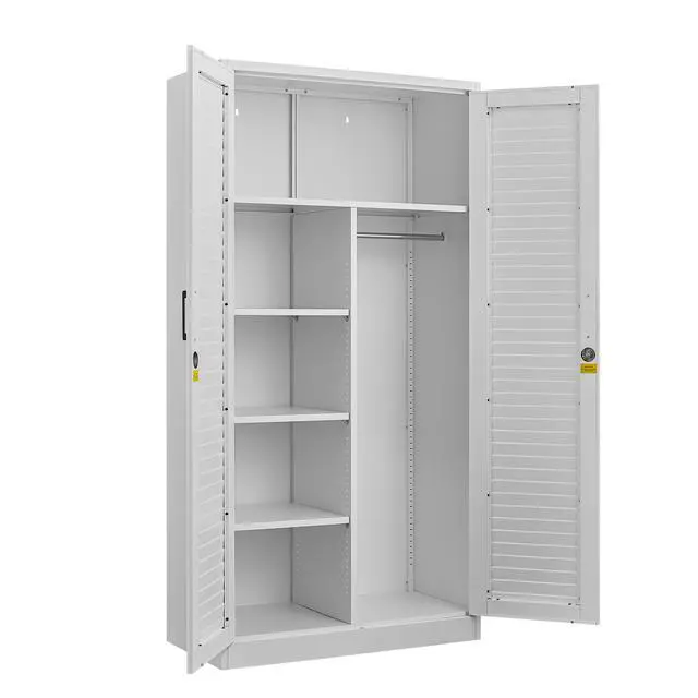 Alt view image 6 of 7 - Wide & Deep Metal Storage Cabinet with Hanging Rod,Black Broom Closet Storage Cabinet with Lock, Tall Wardrobe Cabinets with Doors and Shelves,Locking Steel Tool Cabinets for Home,Office,Garage