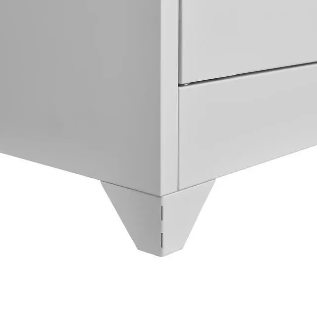 Alt view image 6 of 7 - Metal Broom Closet, Garage Storage Cabinet, Tool Chest Bathroom Cabinet with Locking Doors and Wheels, Tall Utility Cabinet with Hanging Rod, Freestanding Storage Cabinet for Cleaning Supplies