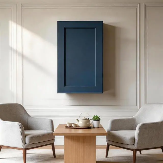 Alt view image 4 of 7 - 21" Navy Blue Shaker Wall Cabinet Solid Wood with 2 Adjustable Shelves Ready-to-Assemble for Kitchen, Bathroom, Laundry, and Garage Storage (21"W×12"D×36"H)