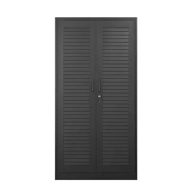 Alt view image 2 of 7 - Wide & Deep Metal Storage Cabinet with Hanging Rod,Black Broom Closet Storage Cabinet with Lock, Tall Wardrobe Cabinets with Doors and Shelves,Locking Steel Tool Cabinets for Home,Office,Garage