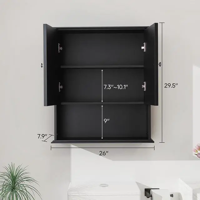Alt view image 4 of 5 - Upgraded Bathroom Wall Cabinet Over The Toilet Storage Cabinet Wall Mounted Storage Cabinet Wooden Medicine Cabinets