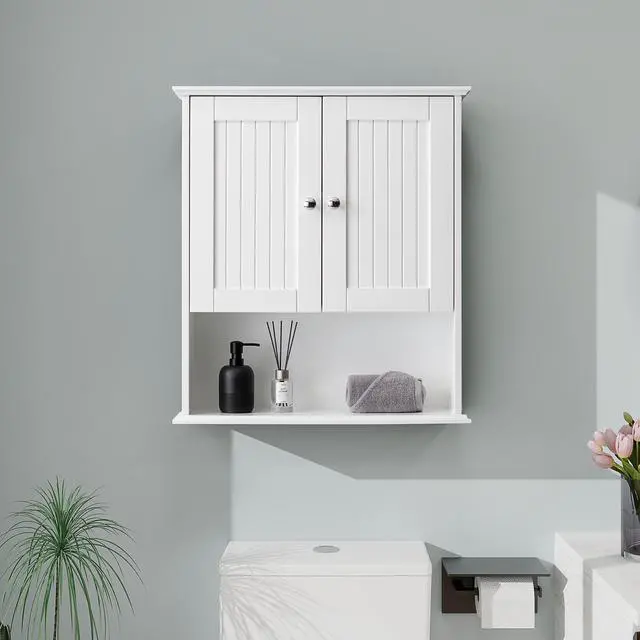 Alt view image 6 of 6 - Upgraded Bathroom Wall Cabinet Over The Toilet Storage Cabinet Wall Mounted Storage Cabinet Wooden Medicine Cabinets