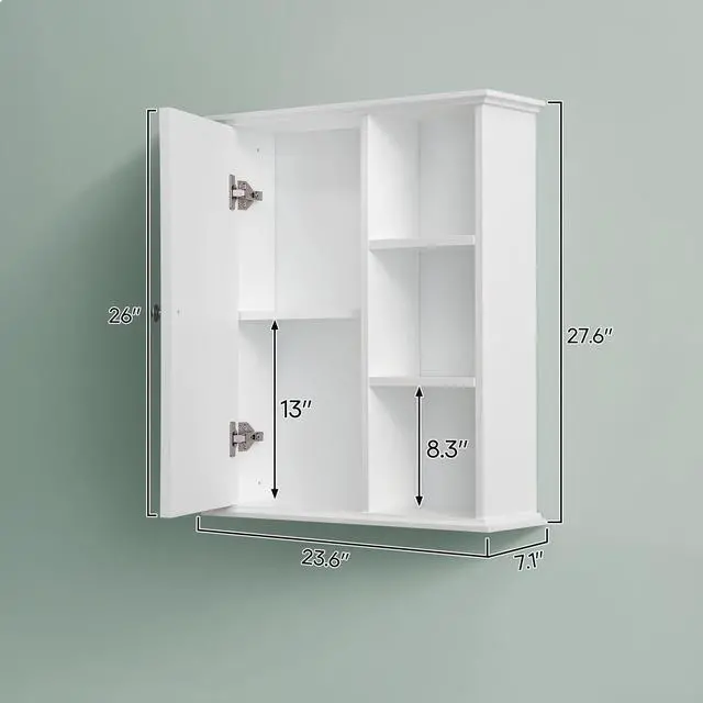 Alt view image 2 of 6 - Upgraded Bathroom Wall Cabinet Over The Toilet Storage Cabinet Wall Mounted Storage Cabinet Wooden Medicine Cabinets