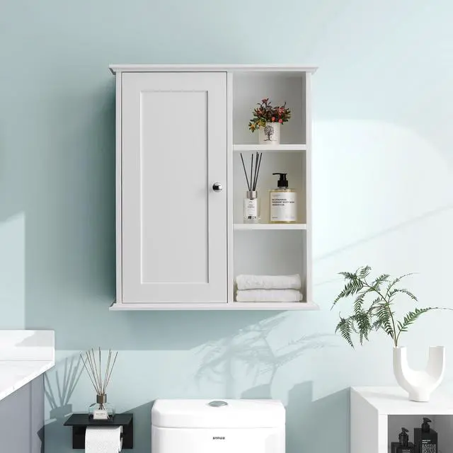 Main image of Upgraded Bathroom Wall Cabinet Over The Toilet Storage Cabinet Wall Mounted Storage Cabinet Wooden Medicine Cabinets
