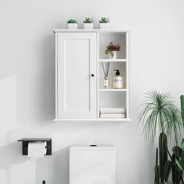 Alt view image 6 of 6 - Upgraded Bathroom Wall Cabinet Over The Toilet Storage Cabinet Wall Mounted Storage Cabinet Wooden Medicine Cabinets