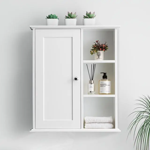 Alt view image 3 of 6 - Upgraded Bathroom Wall Cabinet Over The Toilet Storage Cabinet Wall Mounted Storage Cabinet Wooden Medicine Cabinets