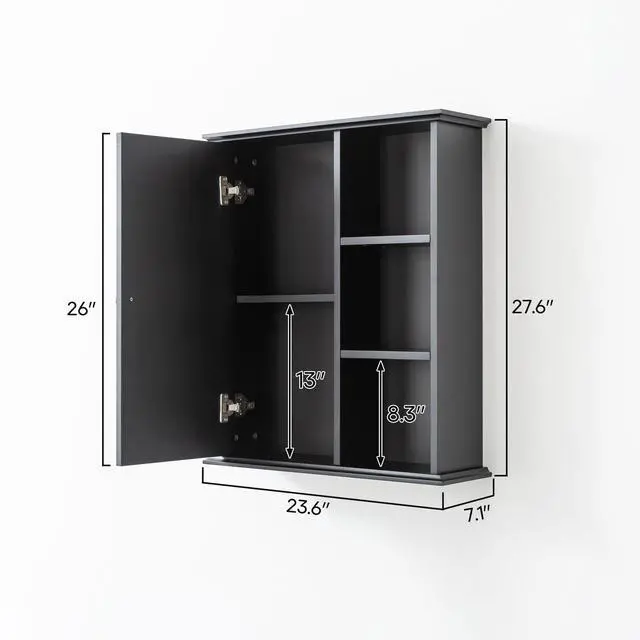 Alt view image 2 of 5 - Upgraded Bathroom Wall Cabinet Over The Toilet Storage Cabinet Wall Mounted Storage Cabinet Wooden Medicine Cabinets